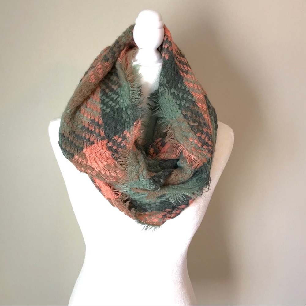 Plaid Green and Pink Scarf